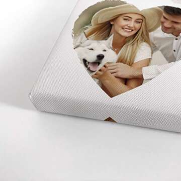 Smile Art Design Custom Photo Print Canvas Print with your Photos Personalized Photo Upload 3 Images Collage Picture Heart Shape Couple Personalized Gift Wedding Gift Bridal Decorations - 12x8 inches