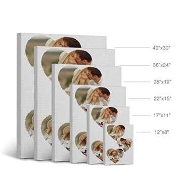 Smile Art Design Custom Photo Print Canvas Print with your Photos Personalized Photo Upload 3 Images Collage Picture Heart Shape Couple Personalized Gift Wedding Gift Bridal Decorations - 12x8 inches
