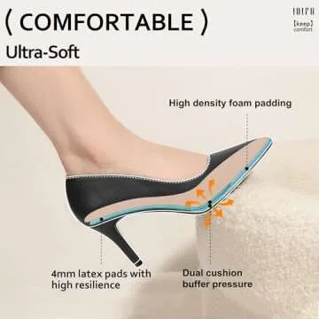 IDIFU Black High Heels Pumps Closed Toe Heels Women's Pumps Stiletto Pointed Toe Dress Shoes Wedding Prom Bridal Work Office Bride Trendy Dressy Comfortable Classic Pumps Shoes(Black Pu,7)