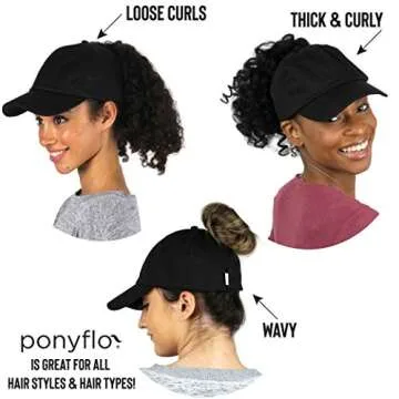 Ponyflo Satin-Lined Baseball Cap for Women’s Curly Hair