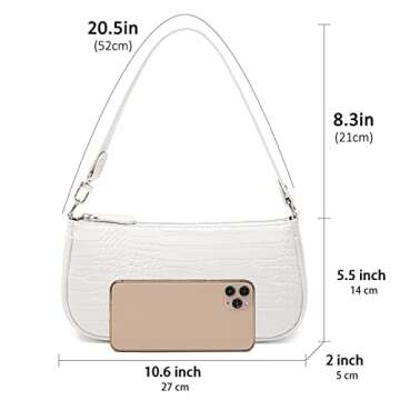 HROECHY Shoulder Bags for Women Small White Purse Y2K Handbag Clutch 90s Purses