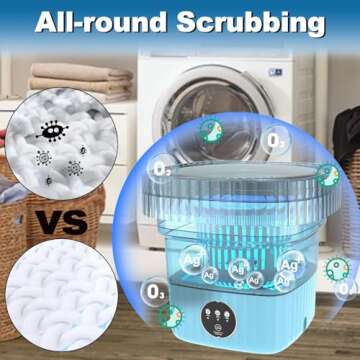 Portable Washing Machine, Mini Foldable Washer with Spin Dryer, 11L Collapsible Laundry Washer, Smal...