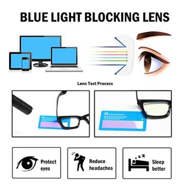 ZXYOO Stylish Blue Light Blocking Reading Glasses 4 Pack