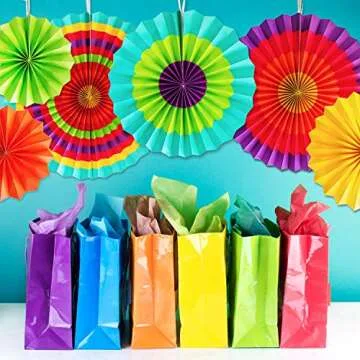 Super Z Outlet Paper Fan Mexican Fiesta/Cinco De Mayo/Carnival/Taco Tuesday Kids Party Hanging Decoration Supplies (12)