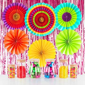 Super Z Outlet Paper Fan Mexican Fiesta/Cinco De Mayo/Carnival/Taco Tuesday Kids Party Hanging Decoration Supplies (12)