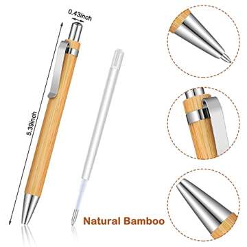 Outus Bamboo Wooden Retractable Ballpoint Pen Black Ink 1 mm Pens Refills Products Set for Gifts Wri...