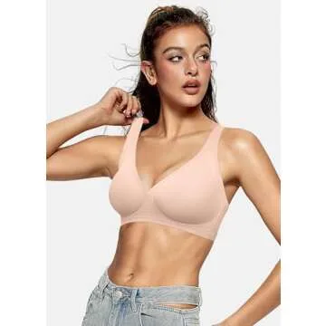 OEAK Women's Comfortable Deep V Push Up Seamless Bras