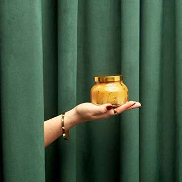 Capri Blue Glimmer Jar Candles - Luxury Holiday Scented Candles for Home - Long Lasting Soy Wax Blend - Scented Holiday & Home Decor - Pumpkin Dulce Petite Signature Jar (8 oz)