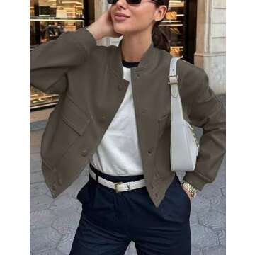Stylish Megfie Womens Cropped Bomber Jacket - Fashionable & Functional