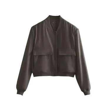 Stylish Megfie Womens Cropped Bomber Jacket - Fashionable & Functional