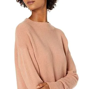 Lark & Ro Women's Boucle Mock Neck Oversized Sweater