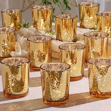 DEVI Gold Votive Candle Holders Set for Weddings and Parties