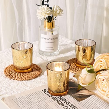 DEVI Gold Votive Candle Holders Set for Weddings and Parties