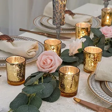 DEVI Gold Votive Candle Holders Set for Weddings and Parties