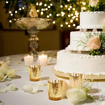 DEVI Gold Votive Candle Holders Set for Weddings and Parties