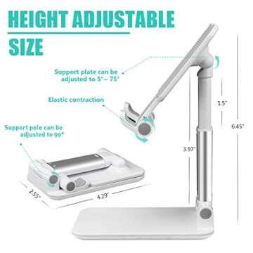 Cell Phone Stand for Desk,Angle Height Adjustable Phone Holder for Office,Compatible with iPhone15 14 13 12 11 Pro XS Max XR 8 7 6S Plus,Samsung S20+Note10,Tablets,Charging Accessories