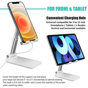 Cell Phone Stand for Desk,Angle Height Adjustable Phone Holder for Office,Compatible with iPhone15 14 13 12 11 Pro XS Max XR 8 7 6S Plus,Samsung S20+Note10,Tablets,Charging Accessories
