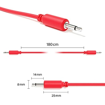 ExcelValley 5-Pack - Mono Modular Patch Cables - TS 3.5mm 1/8" for Eurorack Synths
