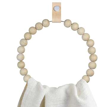 Handmade boho towel rack wood towel ring boho decor rustic farmhouse hand towel holder boho kitchen ...