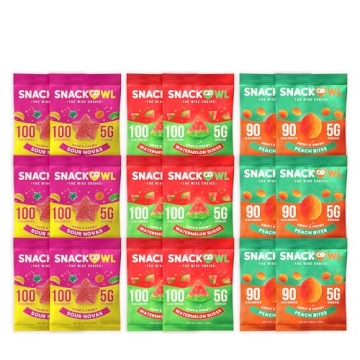 Snack Owl Vegan Sour Gummy Candy – Gluten Free, Low Calorie Candy - Guilt Free & Delicious Healthy...