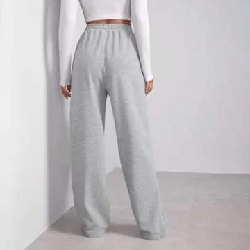 Black Sweatpants Women Wide Leg Sweatpants Womens Joggers with Pockets Fleece High Waist Loose Fit Ladies Sweatpants Baggy Drawstring Athletic Sweat Pants Sweatpants for Teen Girls