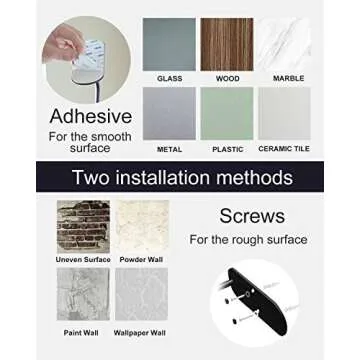 Paper Towel Holder Under Cabinet Mount - Adhesive or Drilling Black Paper Towel Holder Stick on Wall for Kitchen and Bathroom, SUS304 Stainless Steel