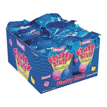 Fluffy Stuff Cotton Candy - Pink and Blue Fun Floss Sugar Retro Candy - 12 Pack of Stay Fresh 1 oz. ...