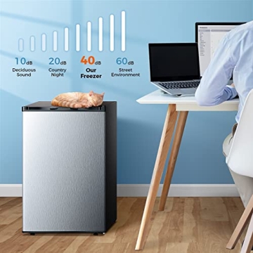 Kismile Small Freezer Upright 3.0 Cu.ft Mini Freezer with Adjustable Thermostat and Reversible Door