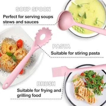 Umite Chef 22Pcs Silicone Cooking Utensils Set, Heat Resistant Silicone Kitchen Spatulas Set with Holder, Cooking Gadgets Tools Set for Nonstick Cookware, Dishwasher Safe(Pink)