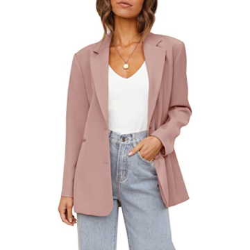 Womens Casual Blazers Long Sleeve Oversized Open Front Business Lapel Button Work Office Jackets Pin...