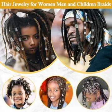 Lucomb 259 Pcs Hair Jewelry for Braids Dreadlocks Accessories