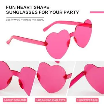 Rinacci Heart Sunglasses - Cute Pink Party Favor Fashion