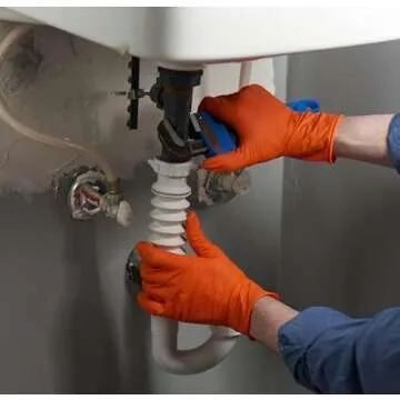 Comfy Package Large Orange Nitrile Heavy-Duty Gloves, Diamond Texture, Waterproof & Latex Free