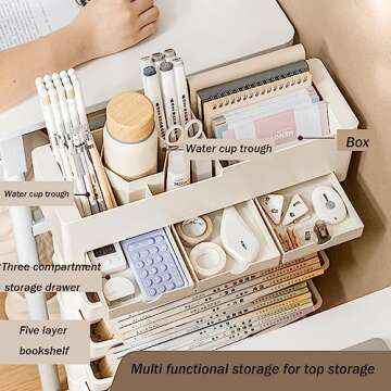 Versatile 6 Tier Rolling Cart: Mobile Bookcase with 360° Wheels, Storage Shelf for Home & Office