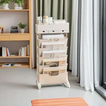 6 Tier Rolling Storage Cart - Mobile Bookcase with Wheels