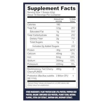 Vega Premium Sport Protein Peanut Butter Protein Powder, Vegan, Non GMO, Gluten Free Plant Based Protein Powder Drink Mix, NSF Certified for Sport, 28.7 oz