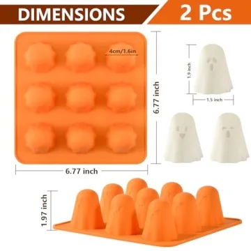 Halloween Ghost Silicone Molds 2 Packs Non-Stick 3D Chocolate