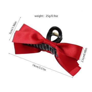 Bow Hair Claw Clips for Women 5pcs Big Bow Hair Barrette Nonslip Claw Clip for Thick Thin Hair,Bow Hair Dress Up Accessories for the Perfect Birthday Party Show (Black Red Pink Khaki Green)