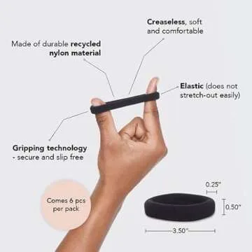 Kitsch Nylon Hair Ties for Girls & Women - No Snag, Pain-free Hair Ties No Damage Ideal for Ponytail...