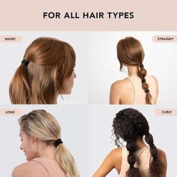 Kitsch Nylon Hair Ties for Girls & Women - No Snag, Pain-free Hair Ties No Damage Ideal for Ponytails, Updos & Braids, 6pcs Black