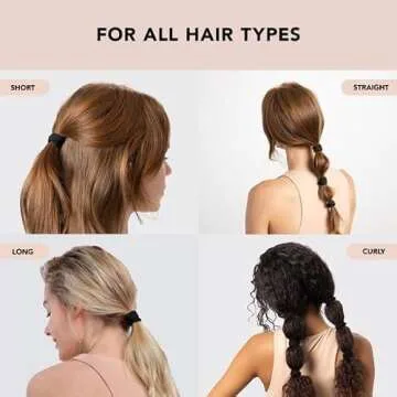 Kitsch Nylon Hair Ties for Girls & Women - No Snag, Pain-free Hair Ties No Damage Ideal for Ponytails, Updos & Braids, 6pcs Black