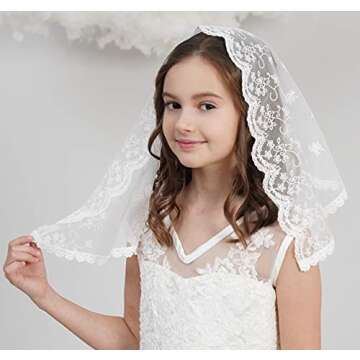 Leimandy Flowergirl Veil - First Communion Lace Headwrap