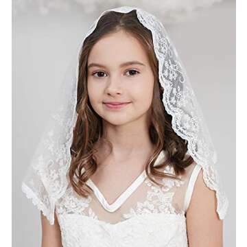 Leimandy Flowergirl Veil - First Communion Lace Headwrap