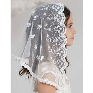 Leimandy Flowergirl Veil - First Communion Lace Headwrap