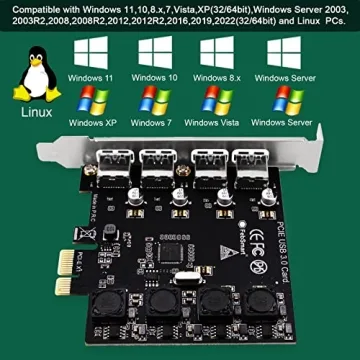 FebSmart 4 Ports Superspeed 5Gbps USB 3.0 PCI Express Expansion Card for Windows 11, 10, 8.x, 7, Vista, XP Desktop PCs, Built in Self-Powered Technology, No Need Additional Power Supply (FS-U4-Pro)