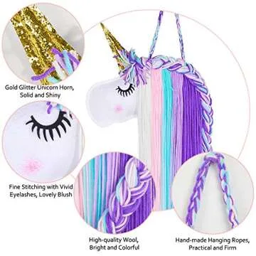 Beinou Unicorn Hair Clips Holder With Rainbow Tassels