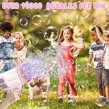 Bubble Gun with Light/2 Bottles Bubble Solution (30 Packs Extra Bubble Solution), 69 Holes Bubble Machine Gun for Kids Adults, Bubble Maker, Summer Toy Gift for Outdoor Indoor Birthday Wedding Party