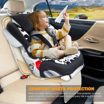 Siivton Car Seat Protector for Child Car Seat, Car Seat Cushion for Leather and Fabric Seats, 2 Mesh Pockets, Non-Slip Bottom, Waterproof Protectors for Vehicles Baby Pets (2 Pack)