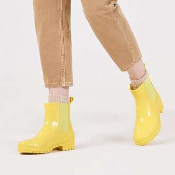 planone Short rain Boots for Women and Waterproof Garden Shoes，Anti-Slipping Rainboots for Ladies，Fashionable Light rain Shoes，Matte Outdoor Work Shoes yellow Size: 5 UK