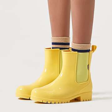 planone Short rain Boots for Women and Waterproof Garden Shoes，Anti-Slipping Rainboots for Ladies，Fashionable Light rain Shoes，Matte Outdoor Work Shoes yellow Size: 5 UK